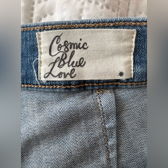Cosmic Blue Love High Rise Denim Shorts Light Wash Festival Summer size 27 - Picture 3 of 8